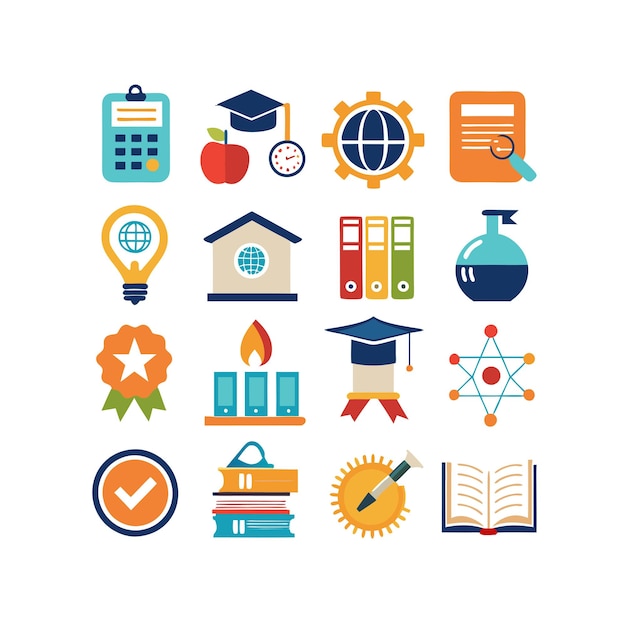 Colección de iconos Ilustración vectorial para documentos, sitios web educativos y aplicaciones móviles