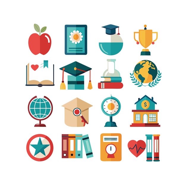 Colección de iconos Ilustración vectorial para documentos, sitios web educativos y aplicaciones móviles