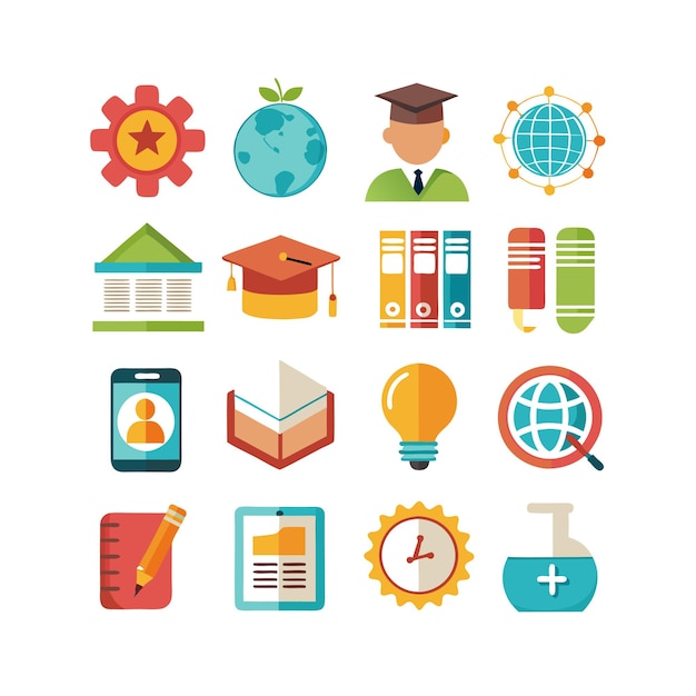 Colección de iconos Ilustración vectorial para documentos, sitios web educativos y aplicaciones móviles