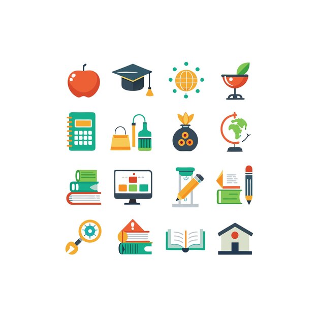 Colección de iconos Ilustración vectorial para documentos, sitios web educativos y aplicaciones móviles