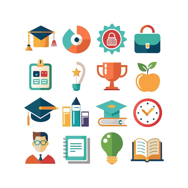 Colección de iconos Ilustración vectorial para documentos, sitios web educativos y aplicaciones móviles