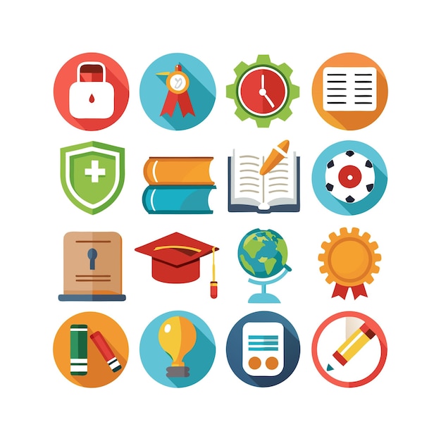 Colección de iconos Ilustración vectorial para documentos, sitios web educativos y aplicaciones móviles