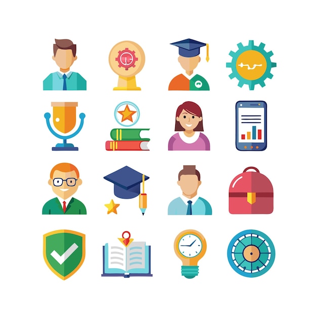 Colección de iconos Ilustración vectorial para documentos, sitios web educativos y aplicaciones móviles