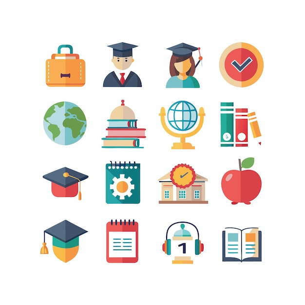 Colección de iconos Ilustración vectorial para documentos, sitios web educativos y aplicaciones móviles