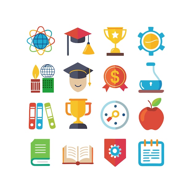 Colección de iconos Ilustración vectorial para documentos, sitios web educativos y aplicaciones móviles