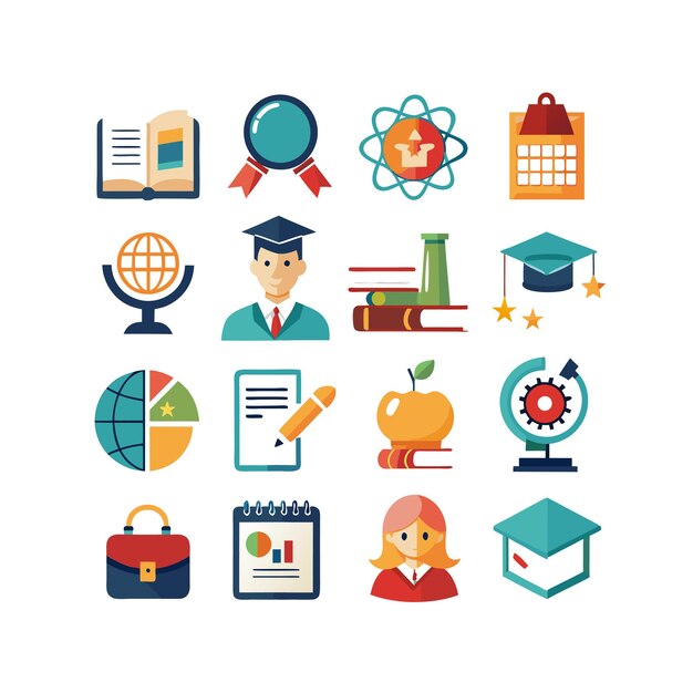 Colección de iconos Ilustración vectorial para documentos, sitios web educativos y aplicaciones móviles