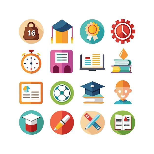 Colección de iconos Ilustración vectorial para documentos, sitios web educativos y aplicaciones móviles