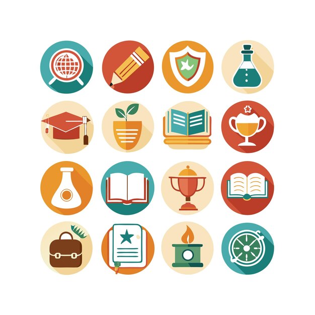 Colección de iconos Ilustración vectorial para documentos, sitios web educativos y aplicaciones móviles