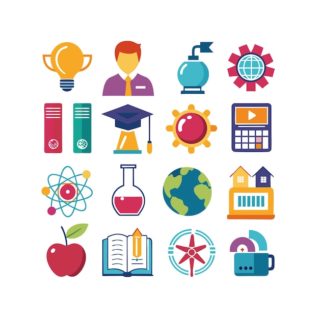 Colección de iconos Ilustración vectorial para documentos, sitios web educativos y aplicaciones móviles