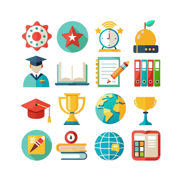 Colección de iconos Ilustración vectorial para documentos, sitios web educativos y aplicaciones móviles