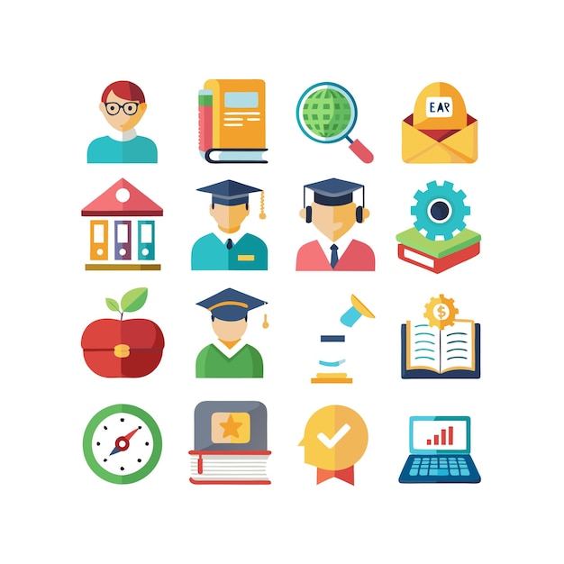 Colección de iconos Ilustración vectorial para documentos, sitios web educativos y aplicaciones móviles