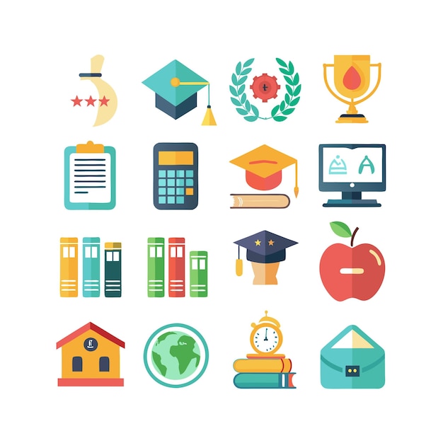 Colección de iconos Ilustración vectorial para documentos, sitios web educativos y aplicaciones móviles