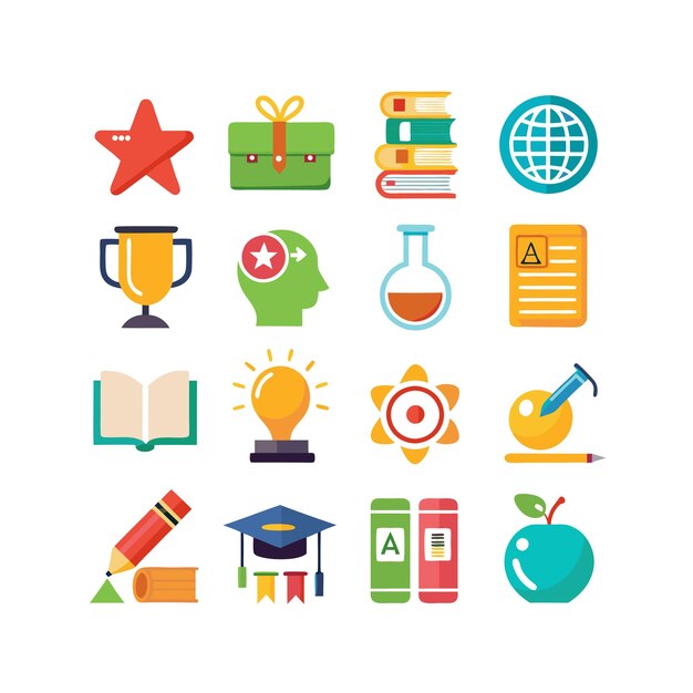 Colección de iconos Ilustración vectorial para documentos, sitios web educativos y aplicaciones móviles