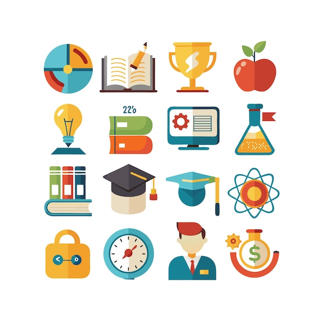 Colección de iconos Ilustración vectorial para documentos, sitios web educativos y aplicaciones móviles