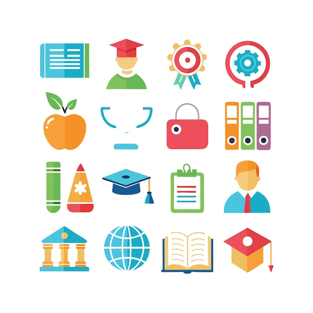 Colección de iconos Ilustración vectorial para documentos, sitios web educativos y aplicaciones móviles
