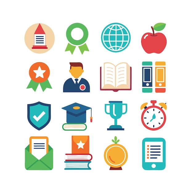 Colección de iconos Ilustración vectorial para documentos, sitios web educativos y aplicaciones móviles
