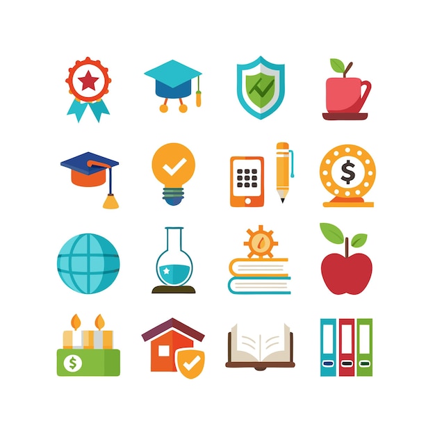 Colección de iconos Ilustración vectorial para documentos, sitios web educativos y aplicaciones móviles