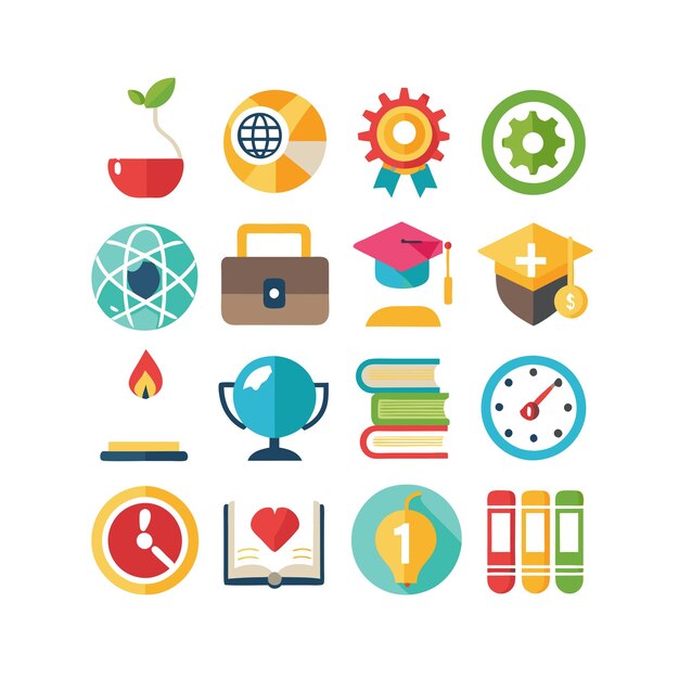 Colección de iconos Ilustración vectorial para documentos, sitios web educativos y aplicaciones móviles