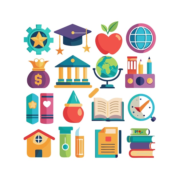 Colección de iconos Ilustración vectorial para documentos, sitios web educativos y aplicaciones móviles