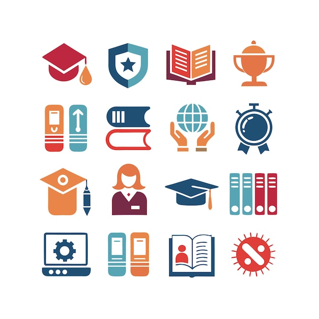 Colección de iconos Ilustración vectorial para documentos, sitios web educativos y aplicaciones móviles