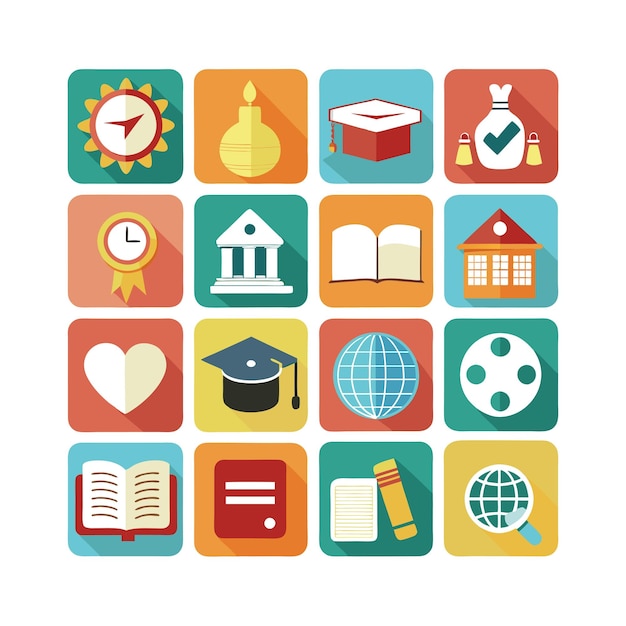 Colección de iconos Ilustración vectorial para documentos, sitios web educativos y aplicaciones móviles