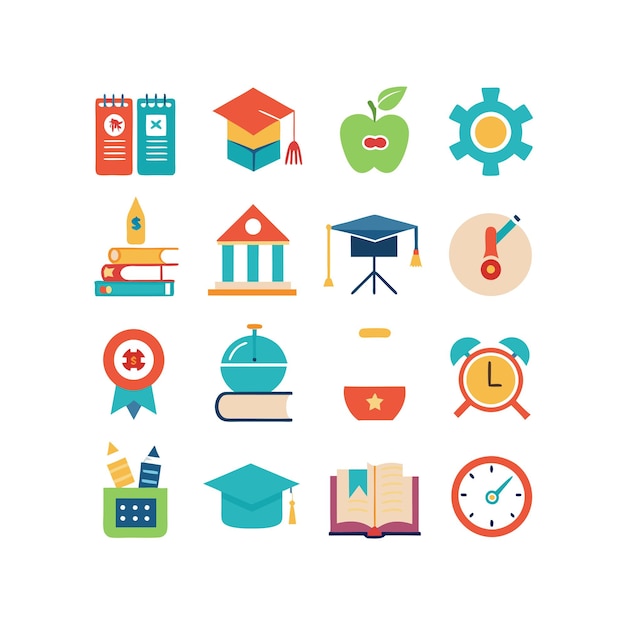 Colección de iconos Ilustración vectorial para documentos, sitios web educativos y aplicaciones móviles