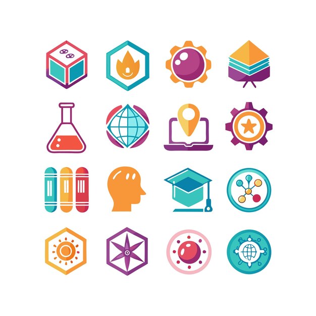 Colección de iconos Ilustración vectorial para documentos, sitios web educativos y aplicaciones móviles