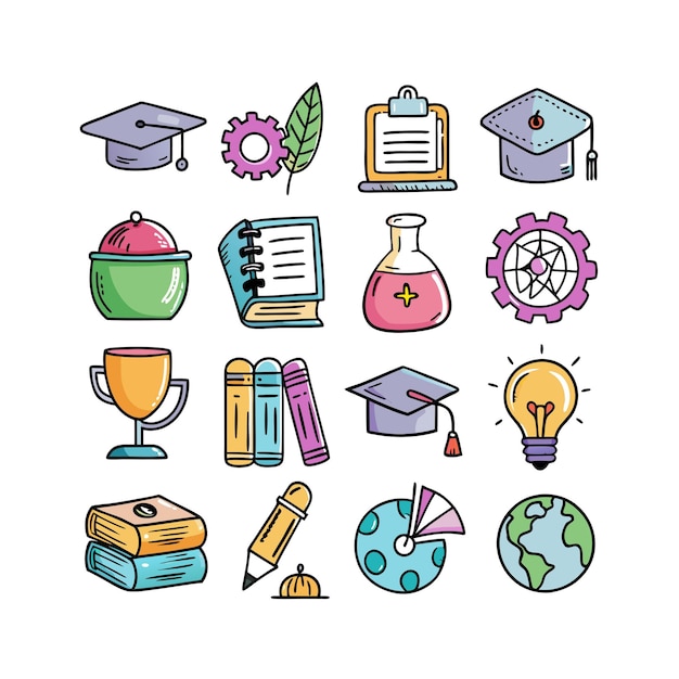 Colección de iconos Ilustración vectorial para documentos, sitios web educativos y aplicaciones móviles