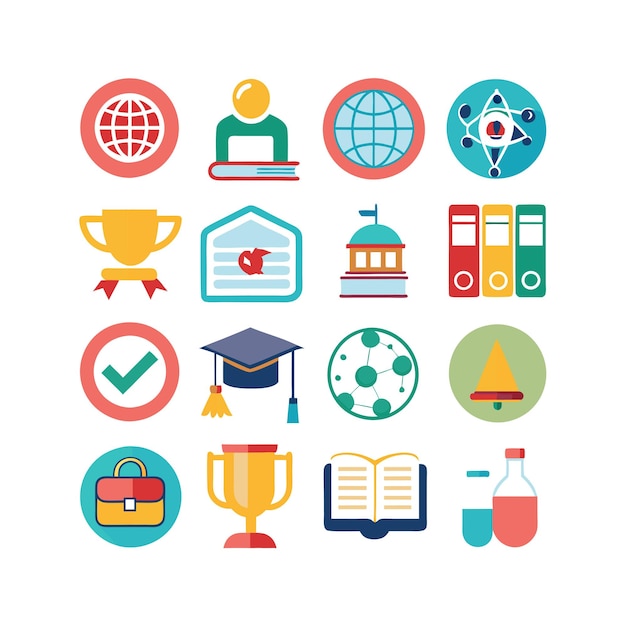 Colección de iconos Ilustración vectorial para documentos, sitios web educativos y aplicaciones móviles