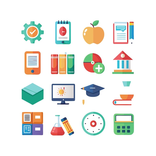 Colección de iconos Ilustración vectorial para documentos, sitios web educativos y aplicaciones móviles