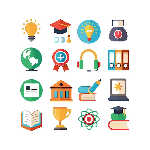 Colección de iconos Ilustración vectorial para documentos, sitios web educativos y aplicaciones móviles