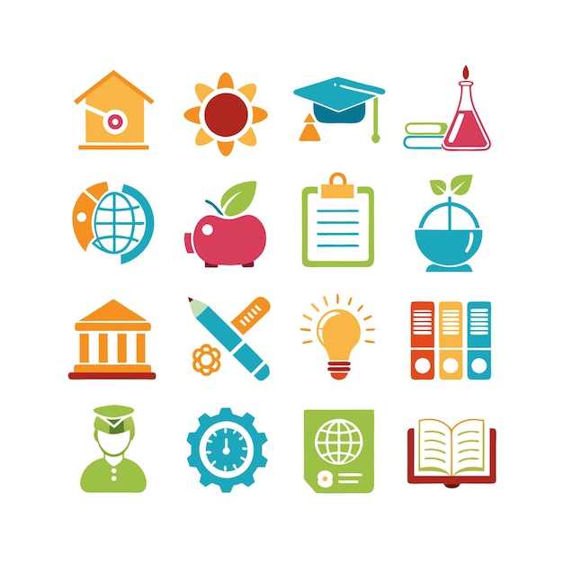 Colección de iconos Ilustración vectorial para documentos, sitios web educativos y aplicaciones móviles