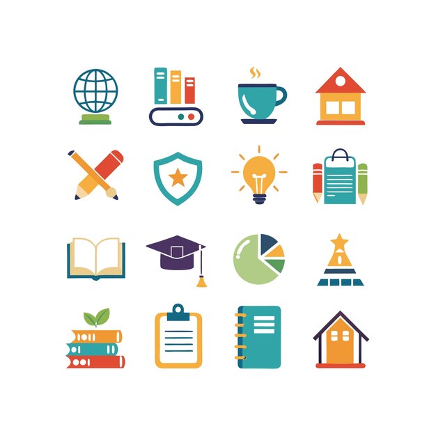 Colección de iconos Ilustración vectorial para documentos, sitios web educativos y aplicaciones móviles