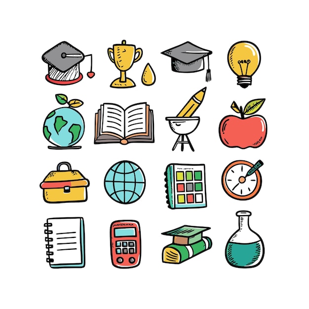 Colección de iconos Ilustración vectorial para documentos, sitios web educativos y aplicaciones móviles