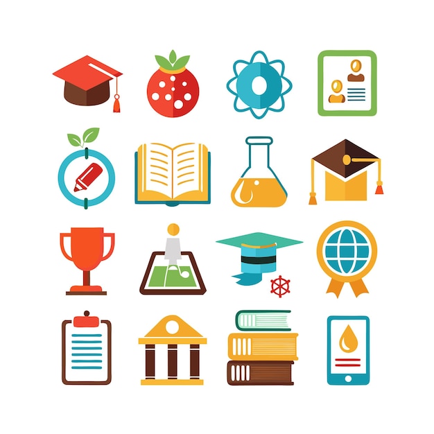 Colección de iconos Ilustración vectorial para documentos, sitios web educativos y aplicaciones móviles