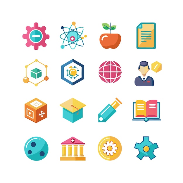 Colección de iconos Ilustración vectorial para documentos, sitios web educativos y aplicaciones móviles