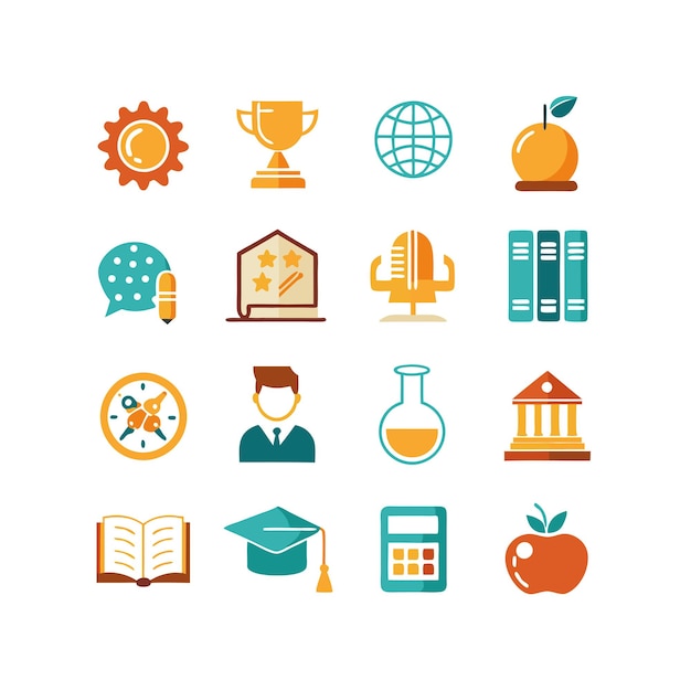 Colección de iconos Ilustración vectorial para documentos, sitios web educativos y aplicaciones móviles