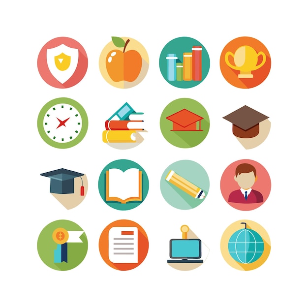 Colección de iconos Ilustración vectorial para documentos, sitios web educativos y aplicaciones móviles
