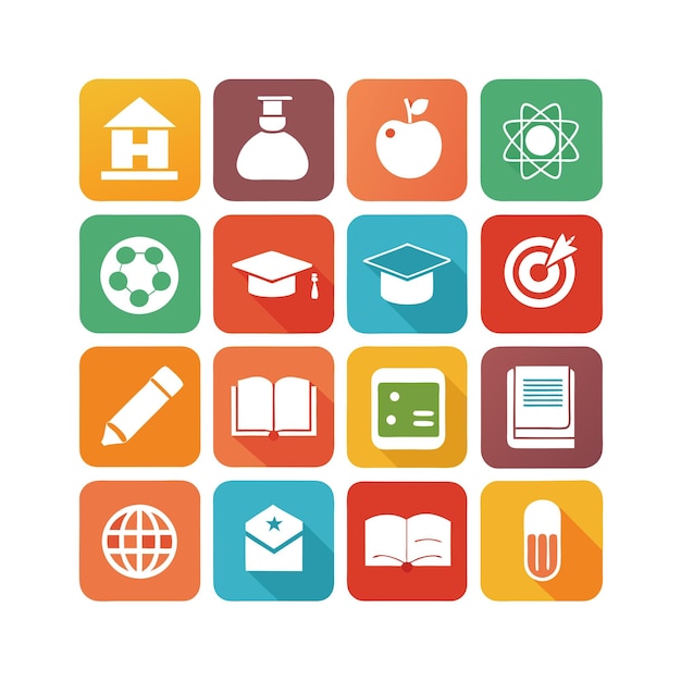 Colección de iconos Ilustración vectorial para documentos, sitios web educativos y aplicaciones móviles