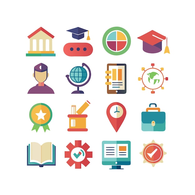 Colección de iconos Ilustración vectorial para documentos, sitios web educativos y aplicaciones móviles