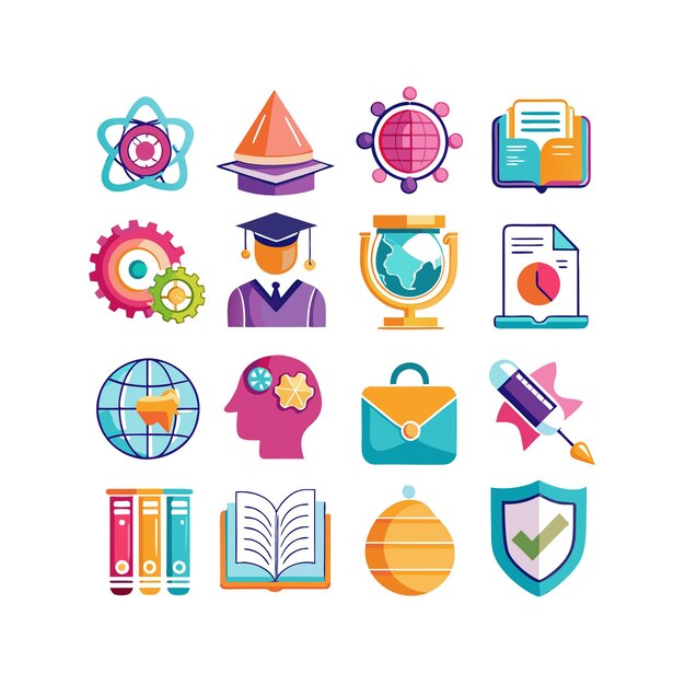 Colección de iconos Ilustración vectorial para documentos, sitios web educativos y aplicaciones móviles