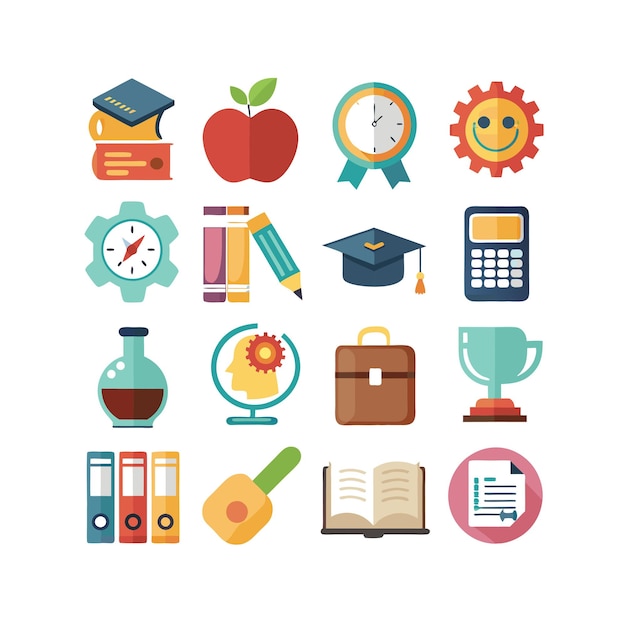 Colección de iconos Ilustración vectorial para documentos, sitios web educativos y aplicaciones móviles