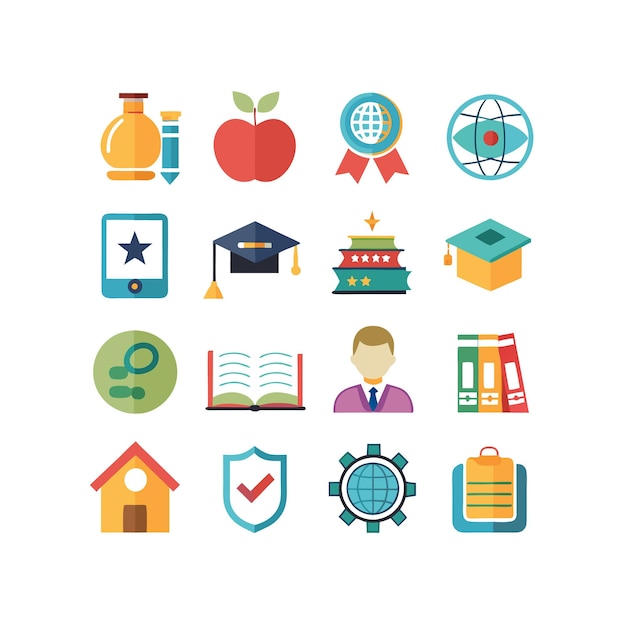 Colección de iconos Ilustración vectorial para documentos, sitios web educativos y aplicaciones móviles