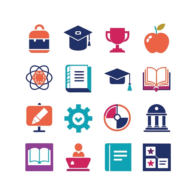 Colección de iconos Ilustración vectorial para documentos, sitios web educativos y aplicaciones móviles