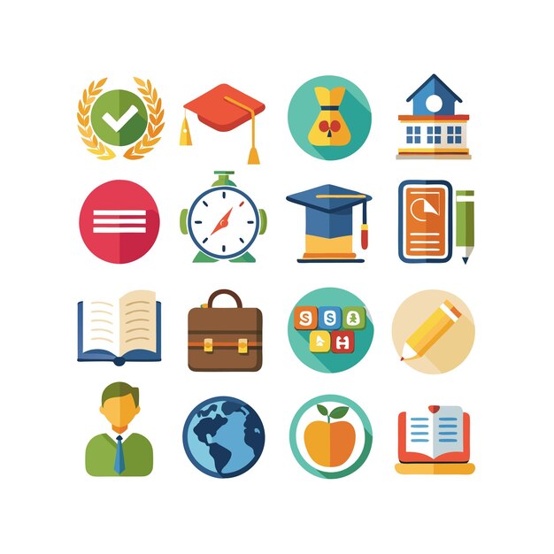 Colección de iconos Ilustración vectorial para documentos, sitios web educativos y aplicaciones móviles