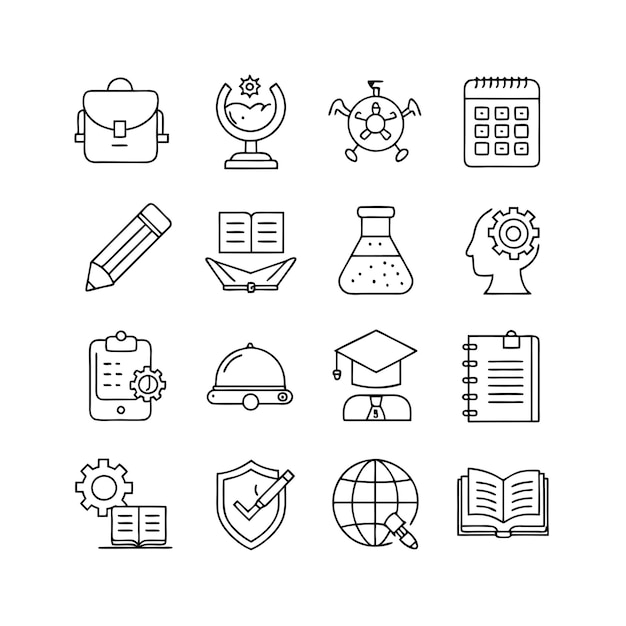 Colección de iconos Ilustración vectorial para documentos, sitios web educativos y aplicaciones móviles