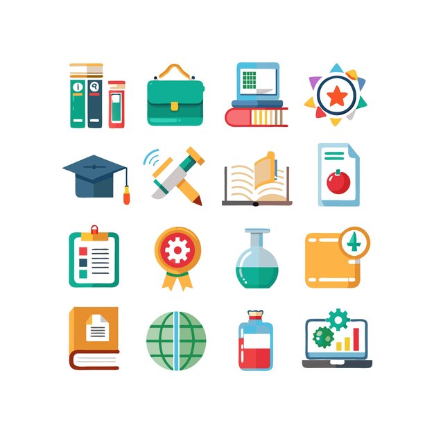 Colección de iconos Ilustración vectorial para documentos, sitios web educativos y aplicaciones móviles