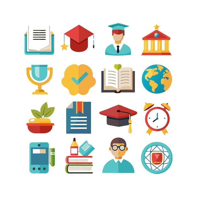 Colección de iconos Ilustración vectorial para documentos, sitios web educativos y aplicaciones móviles
