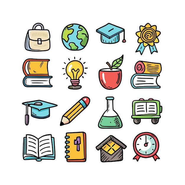 Colección de iconos Ilustración vectorial para documentos, sitios web educativos y aplicaciones móviles