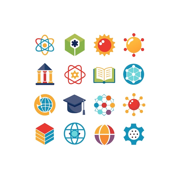Colección de iconos Ilustración vectorial para documentos, sitios web educativos y aplicaciones móviles